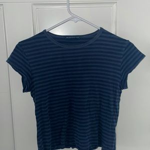 Brandy melville cropped navy blue striped T shirt. used but no damage.